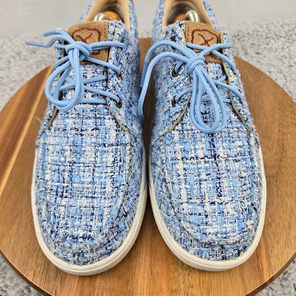 Twisted X Womens 9.5M Kicks Blue White Plaid ecoTweed Casual Loafer Sneaker - Picture 6 of 12